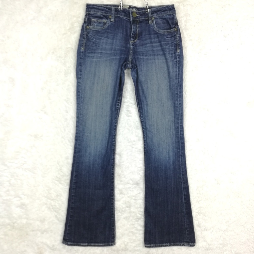 Kut From the Kloth Womens Jeans Farrah Baby Boot Cut Blue Denim‎ Medium Wash 6